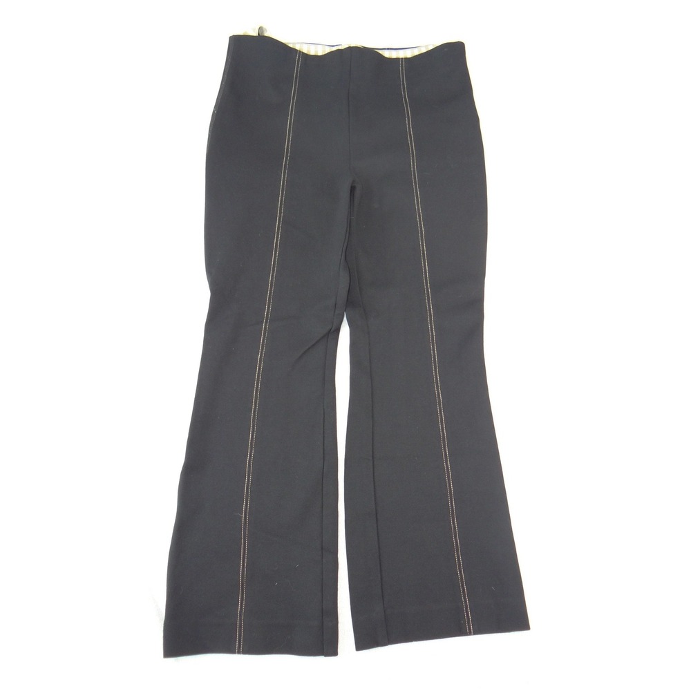 Anthropologie The Essential Crop Flare Pants Black Contrast Stitching Small